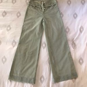 Anthropologie Elevenses Green Seersucker Pants